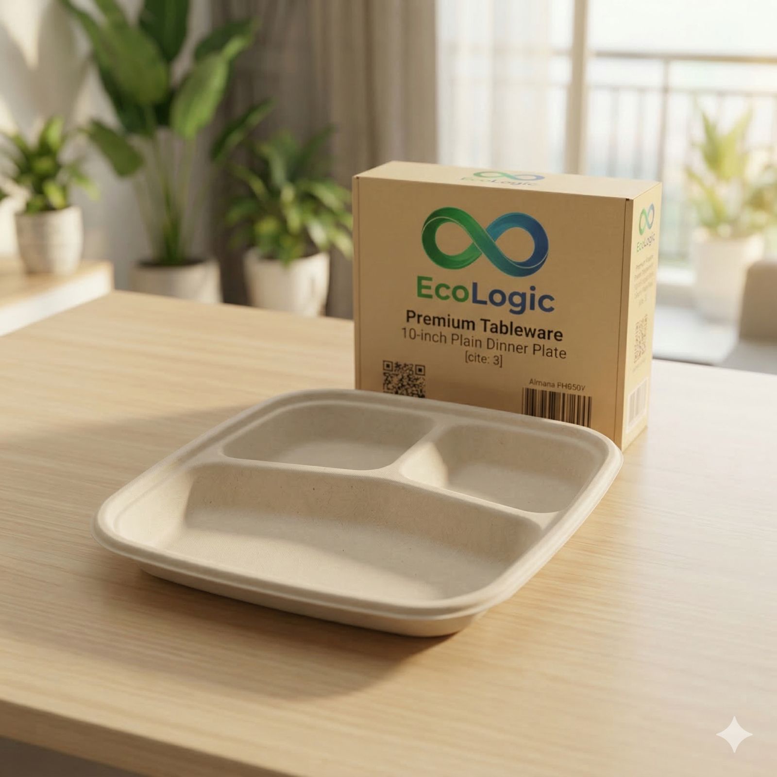 Bagasse Plate 3CP 9inch